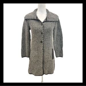 Gottardi Collection Italian Wool Alpaca Blend Gray Long Knit Jacket Coat Medium